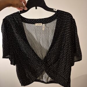 Eyeshadow Black and White Dotted Crop Top